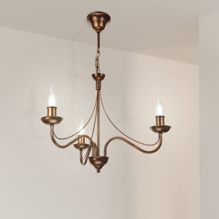 Lampadario a catena ANTON 3xE14/15W/230V finitura bronzata