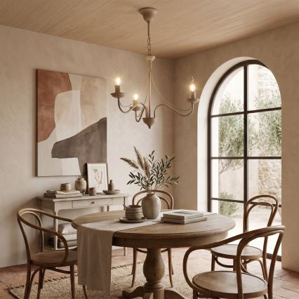 Lampadario a catena ANTON 3xE14/60W/230V beige