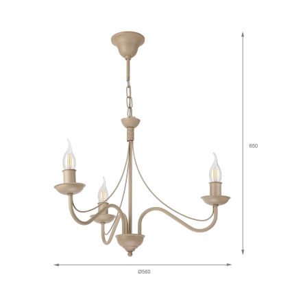 Lampadario a catena ANTON 3xE14/60W/230V beige