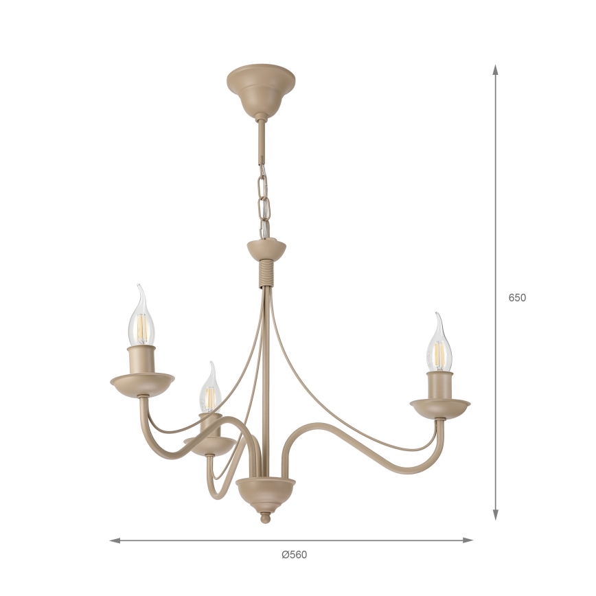 Lampadario a catena ANTON 3xE14/60W/230V beige