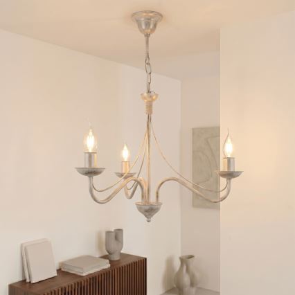 Lampadario a catena ANTON 3xE14/60W/230V bianco patinato