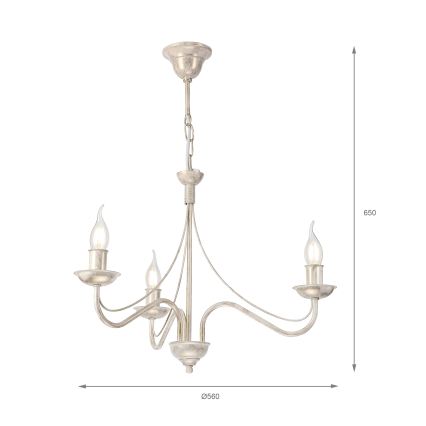 Lampadario a catena ANTON 3xE14/60W/230V bianco patinato