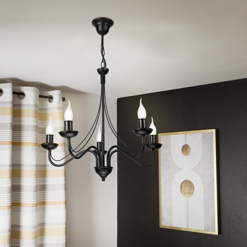 Lampadario a catena ANTON 5xE14/15W/230V nero