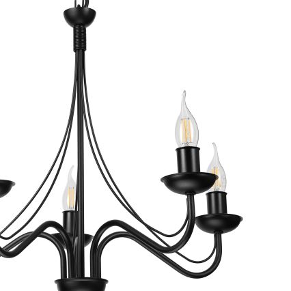 Lampadario a catena ANTON 5xE14/15W/230V nero