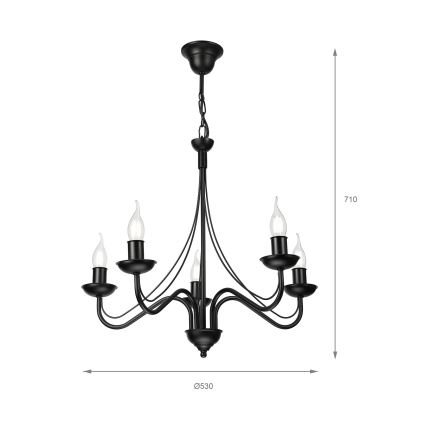 Lampadario a catena ANTON 5xE14/15W/230V nero