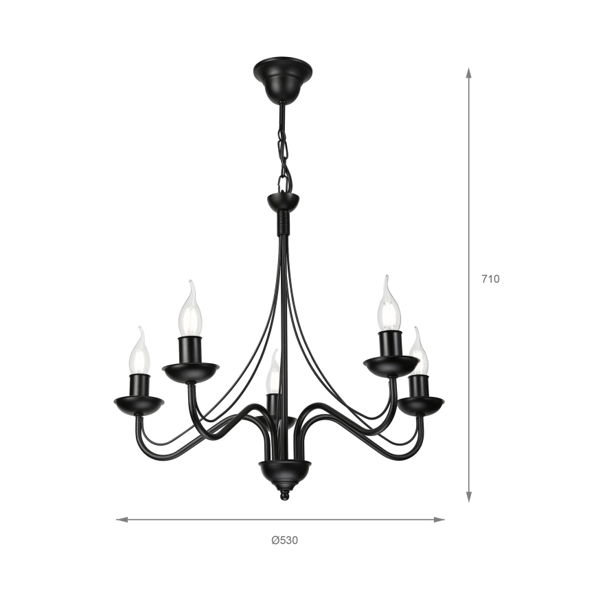Lampadario a catena ANTON 5xE14/15W/230V nero