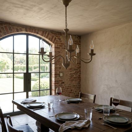 Lampadario a catena ANTON 5xE14/60W/230V beige