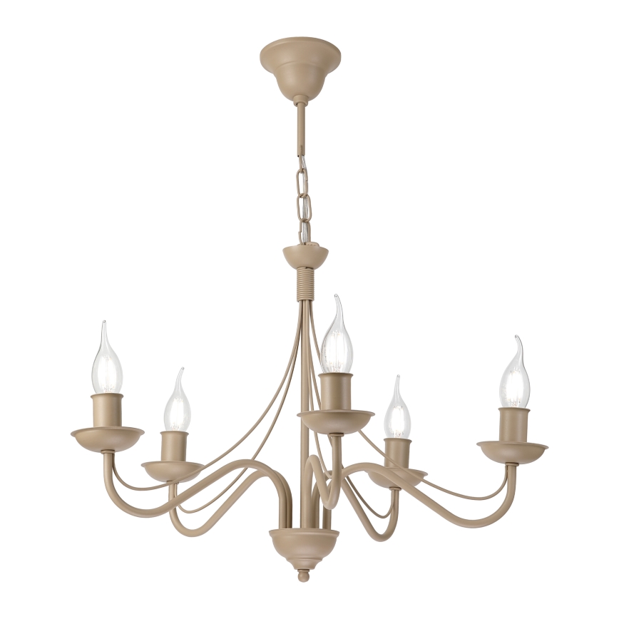 Lampadario a catena ANTON 5xE14/60W/230V beige