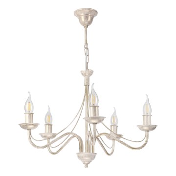 Lampadario a catena ANTON 5xE14/60W/230V bianco patinato