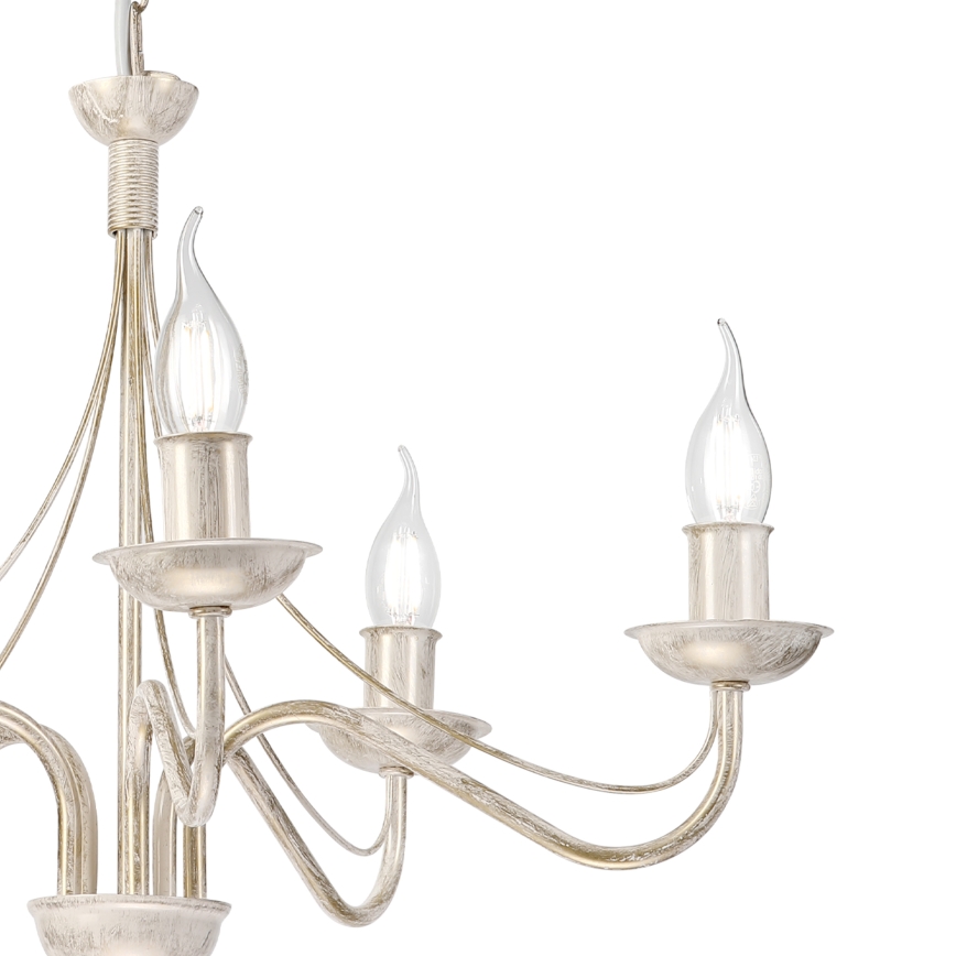 Lampadario a catena ANTON 5xE14/60W/230V bianco patinato