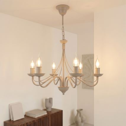 Lampadario a catena ANTON 6xE14/60W/230V beige
