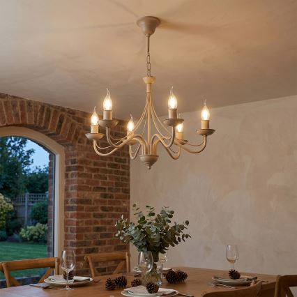 Lampadario a catena ANTON 6xE14/60W/230V beige