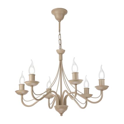 Lampadario a catena ANTON 6xE14/60W/230V beige
