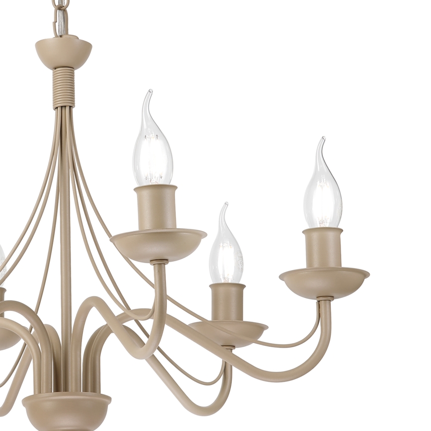 Lampadario a catena ANTON 6xE14/60W/230V beige