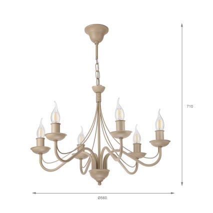 Lampadario a catena ANTON 6xE14/60W/230V beige