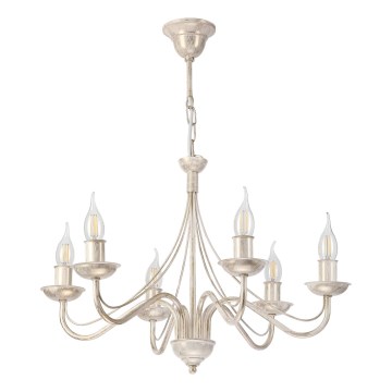 Lampadario a catena ANTON 6xE14/60W/230V bianco patinato