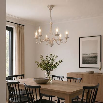 Lampadario a catena ANTON 6xE14/60W/230V bianco patinato
