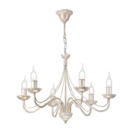 Lampadario a catena ANTON 6xE14/60W/230V bianco patinato