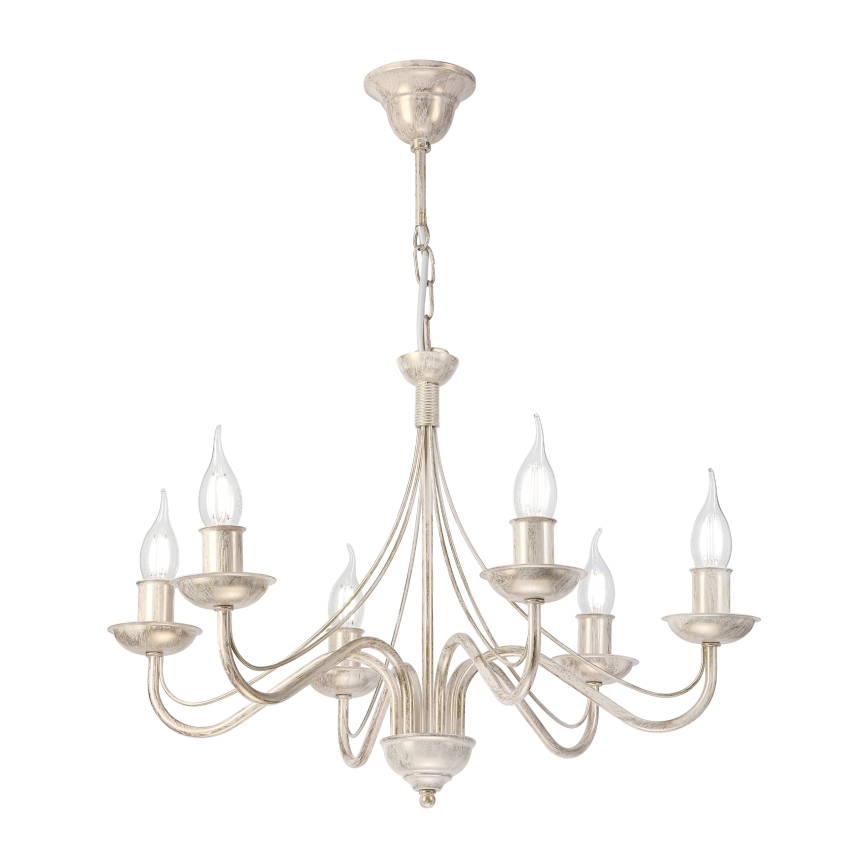 Lampadario a catena ANTON 6xE14/60W/230V bianco patinato
