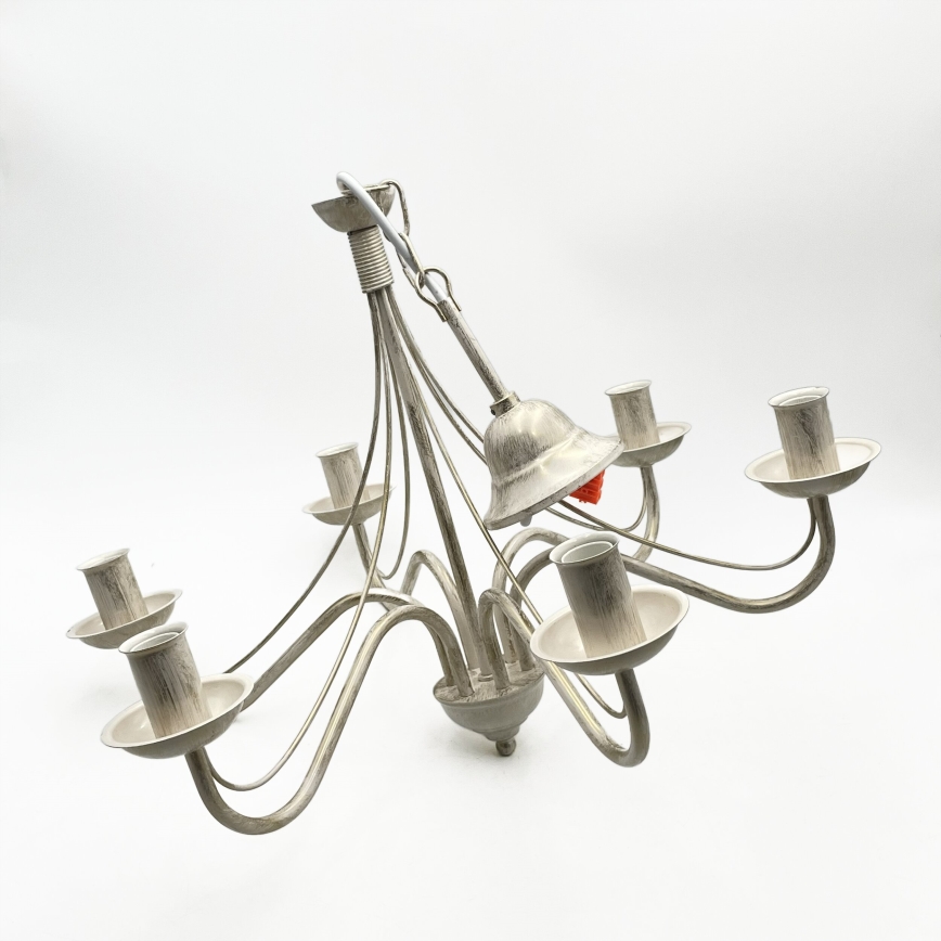 Lampadario a catena ANTON 6xE14/60W/230V bianco patinato