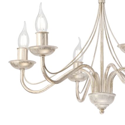 Lampadario a catena ANTON 6xE14/60W/230V bianco patinato