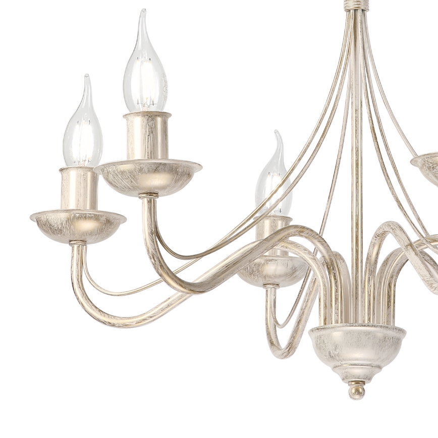 Lampadario a catena ANTON 6xE14/60W/230V bianco patinato