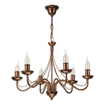 Lampadario a catena ANTON 6xE14/60W/230V bronzo