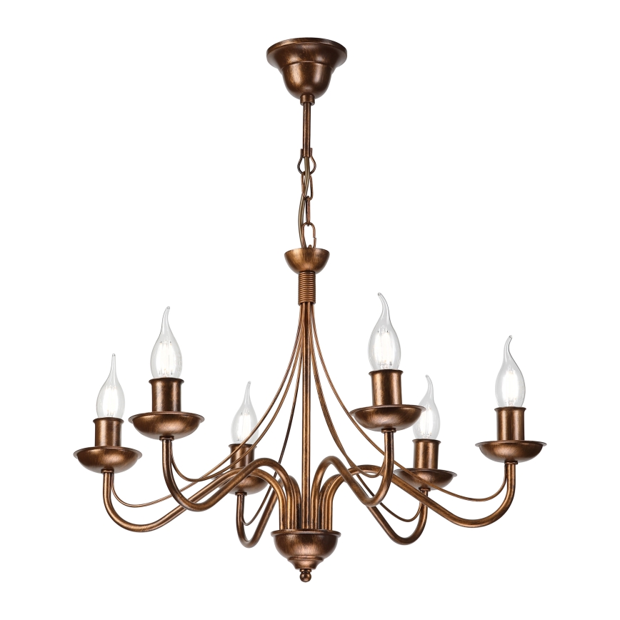 Lampadario a catena ANTON 6xE14/60W/230V bronzo