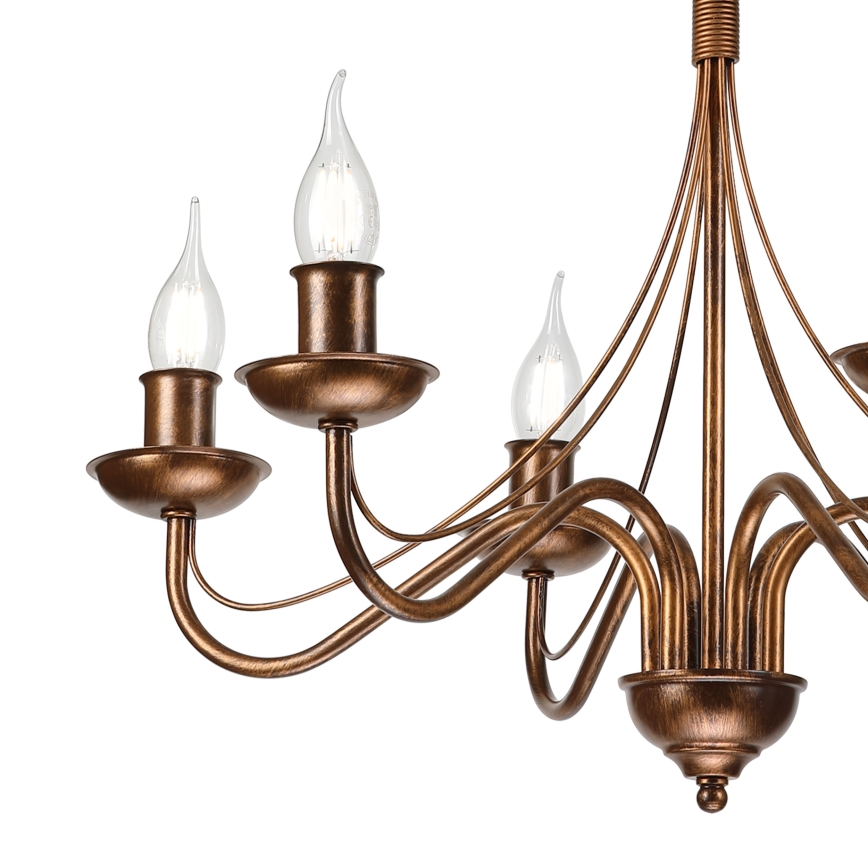 Lampadario a catena ANTON 6xE14/60W/230V bronzo