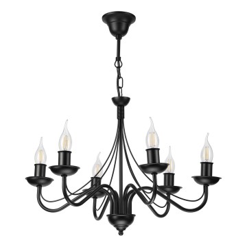 Lampadario a catena ANTON 6xE14/60W/230V nero