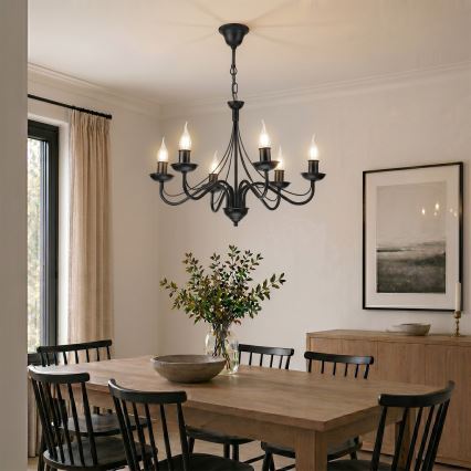 Lampadario a catena ANTON 6xE14/60W/230V nero