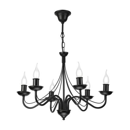 Lampadario a catena ANTON 6xE14/60W/230V nero