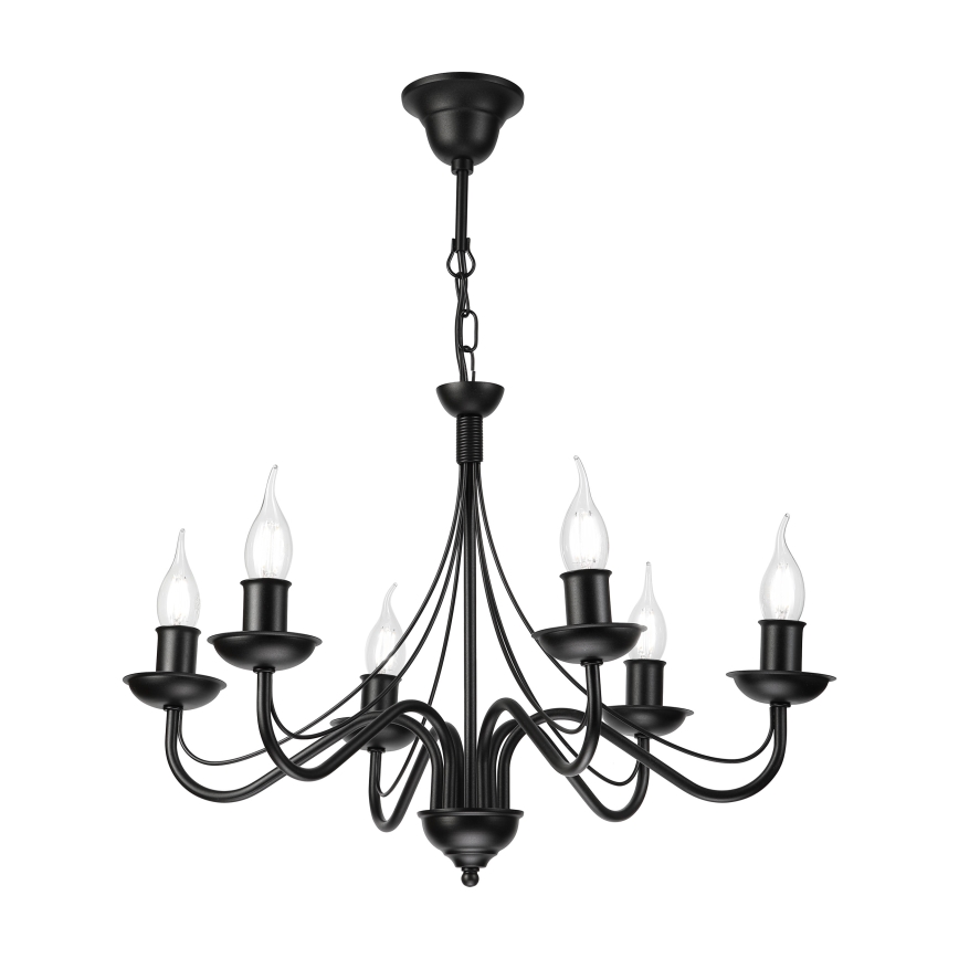 Lampadario a catena ANTON 6xE14/60W/230V nero