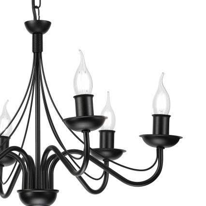 Lampadario a catena ANTON 6xE14/60W/230V nero