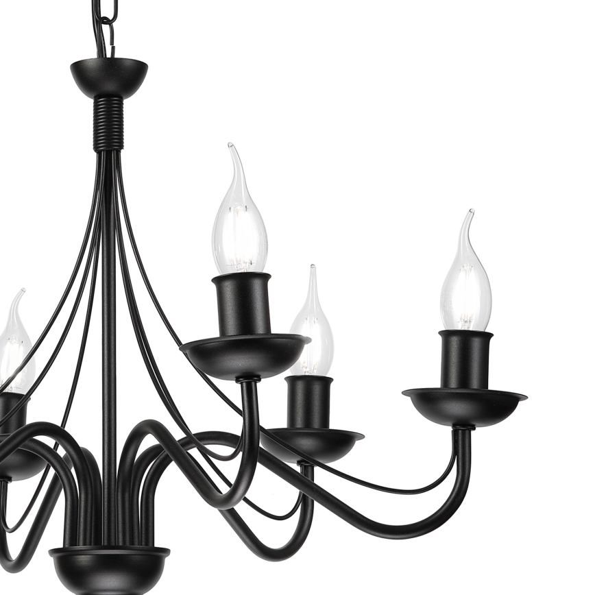Lampadario a catena ANTON 6xE14/60W/230V nero