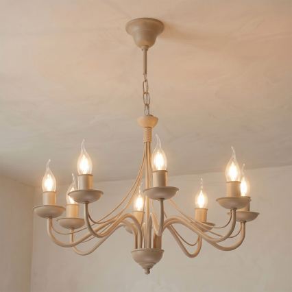 Lampadario a catena ANTON 8xE14/60W/230V beige