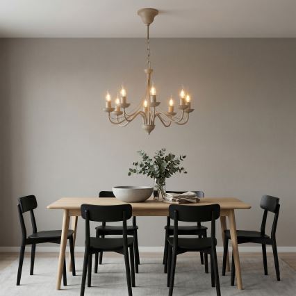 Lampadario a catena ANTON 8xE14/60W/230V beige