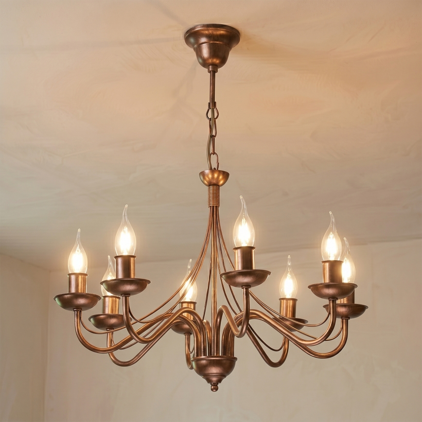Lampadario a catena ANTON 8xE14/60W/230V bronzo