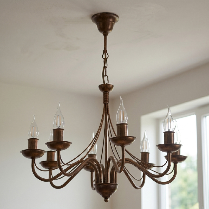 Lampadario a catena ANTON 8xE14/60W/230V bronzo