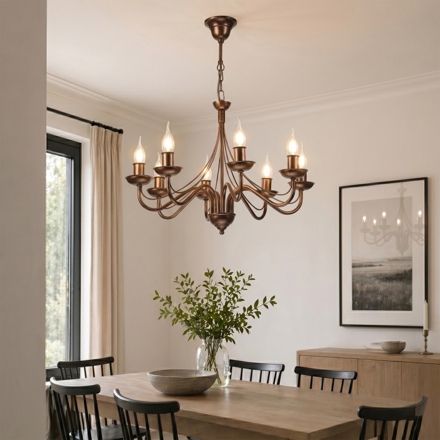 Lampadario a catena ANTON 8xE14/60W/230V bronzo