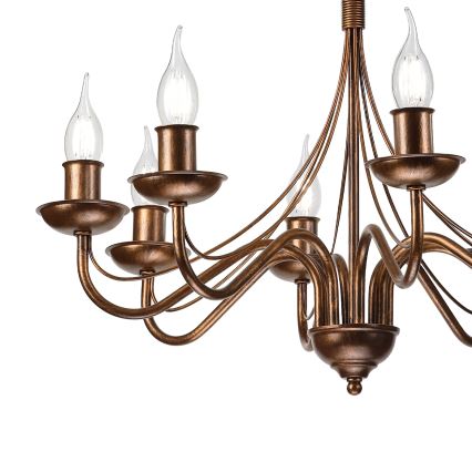 Lampadario a catena ANTON 8xE14/60W/230V bronzo