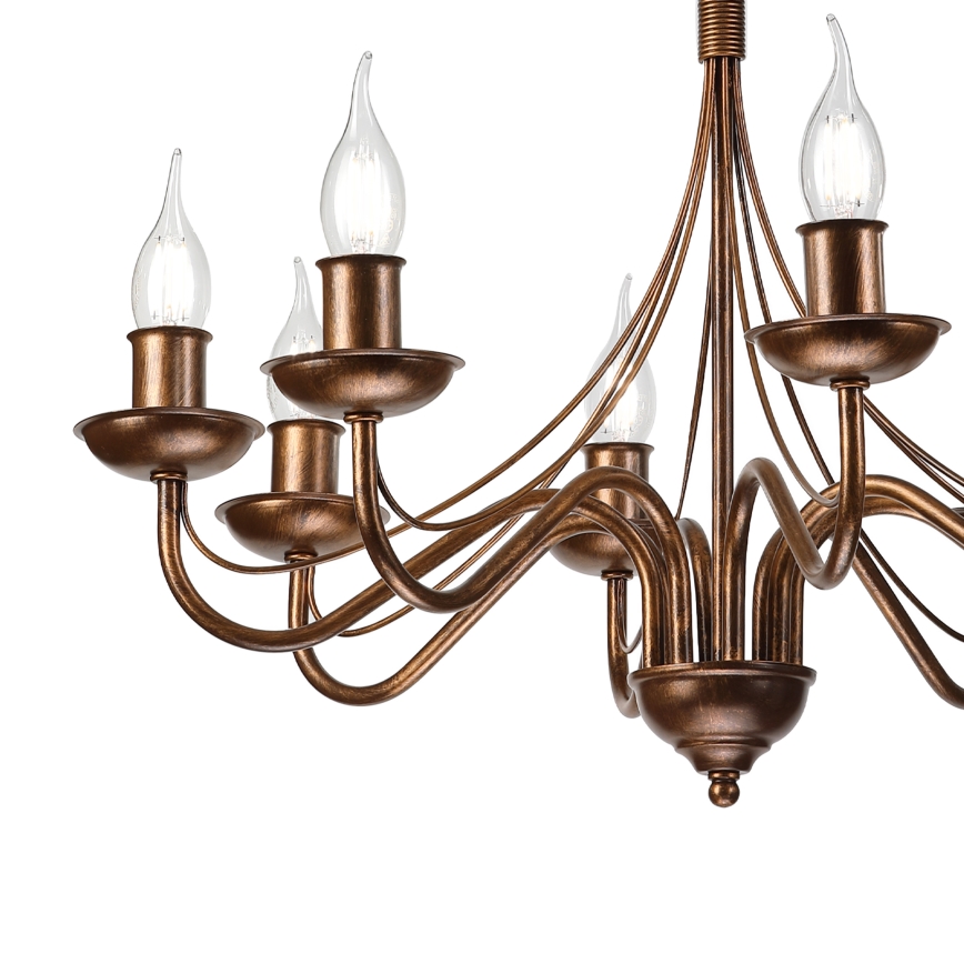 Lampadario a catena ANTON 8xE14/60W/230V bronzo