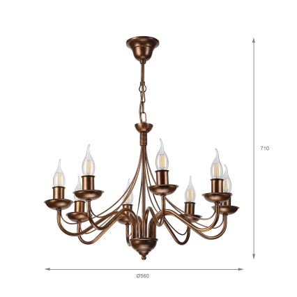 Lampadario a catena ANTON 8xE14/60W/230V bronzo