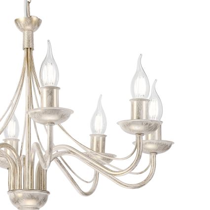 Lampadario a catena ANTON 8xE14/60W/230V, finitura bianco patinato