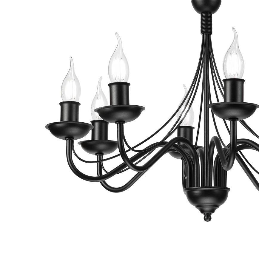 Lampadario a catena ANTON 8xE14/60W/230V nero