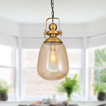 Lampadario a catena BOTTLE 1xE27/40W/230V dorato