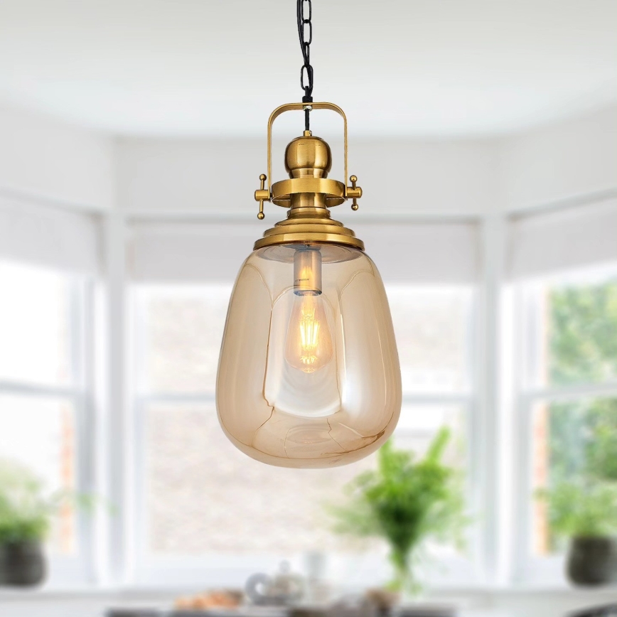 Lampadario a catena BOTTLE 1xE27/40W/230V dorato