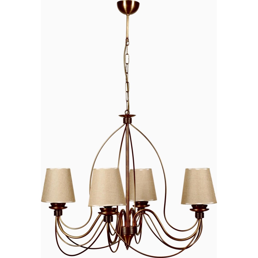 Lampadario a catena CLASSIC 4xE14/40W/230V bronzo/beige