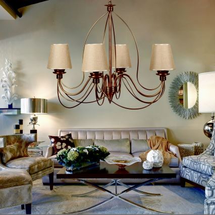 Lampadario a catena CLASSIC 4xE14/40W/230V bronzo/beige