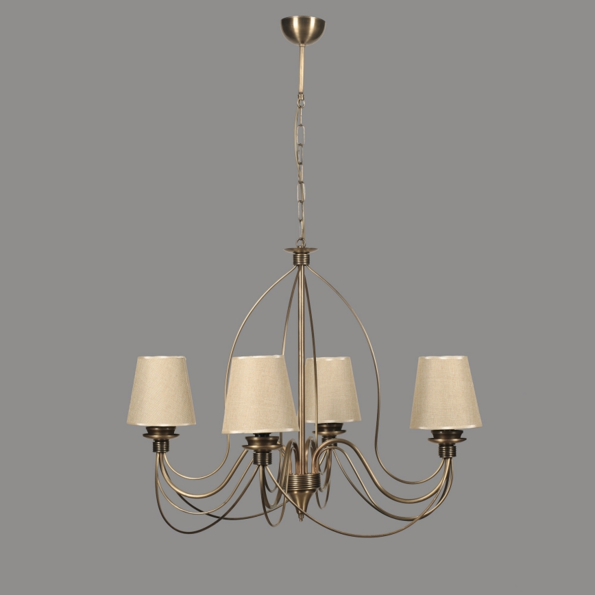 Lampadario a catena CLASSIC 4xE14/40W/230V bronzo/beige